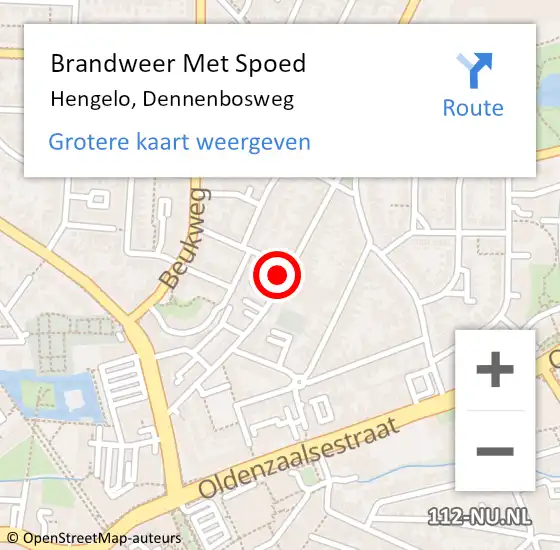 Locatie op kaart van de 112 melding: Brandweer Met Spoed Naar Hengelo, Dennenbosweg op 14 november 2024 14:58