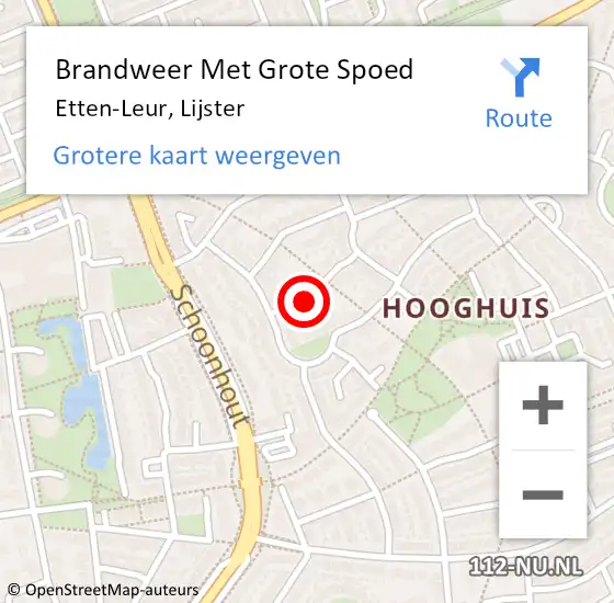 Locatie op kaart van de 112 melding: Brandweer Met Grote Spoed Naar Etten-Leur, Lijster op 14 november 2024 15:00