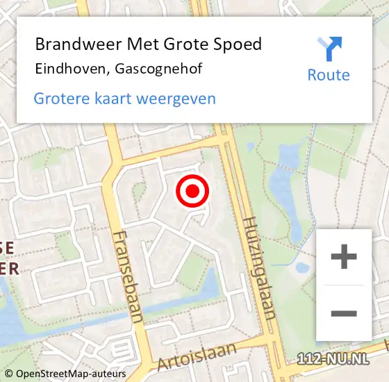 Locatie op kaart van de 112 melding: Brandweer Met Grote Spoed Naar Eindhoven, Gascognehof op 14 november 2024 15:06