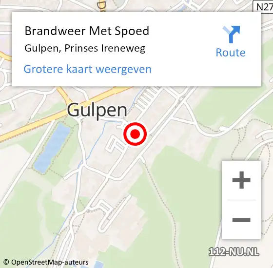 Locatie op kaart van de 112 melding: Brandweer Met Spoed Naar Gulpen, Prinses Ireneweg op 14 november 2024 15:07