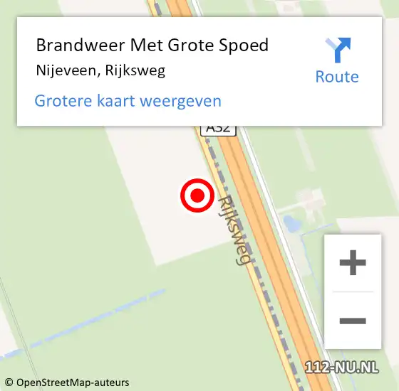 Locatie op kaart van de 112 melding: Brandweer Met Grote Spoed Naar Nijeveen, Rijksweg op 14 november 2024 15:24