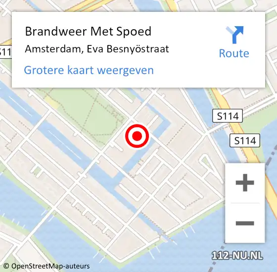 Locatie op kaart van de 112 melding: Brandweer Met Spoed Naar Amsterdam, Eva Besnyöstraat op 14 november 2024 15:52