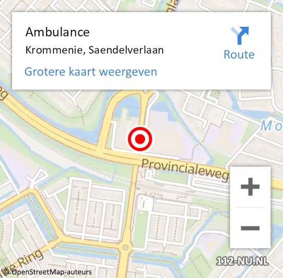 Locatie op kaart van de 112 melding: Ambulance Krommenie, Saendelverlaan op 14 november 2024 16:03