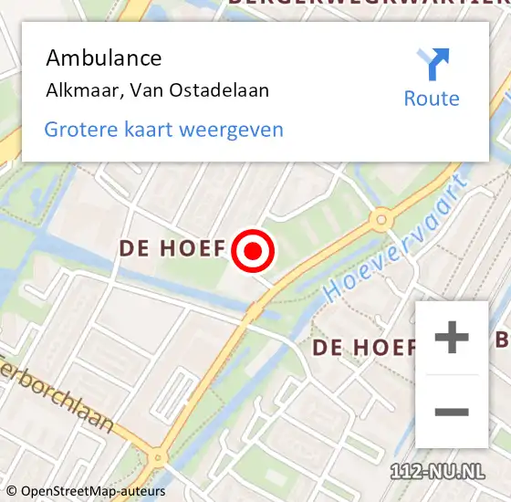 Locatie op kaart van de 112 melding: Ambulance Alkmaar, Van Ostadelaan op 14 november 2024 16:18