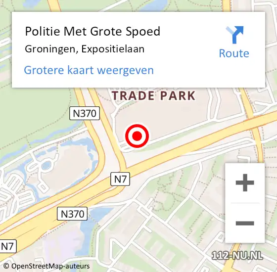 Locatie op kaart van de 112 melding: Politie Met Grote Spoed Naar Groningen, Expositielaan op 14 november 2024 16:20