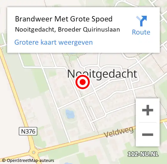 Locatie op kaart van de 112 melding: Brandweer Met Grote Spoed Naar Nooitgedacht, Broeder Quirinuslaan op 14 november 2024 16:25