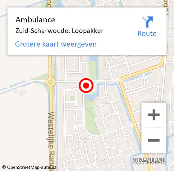 Locatie op kaart van de 112 melding: Ambulance Zuid-Scharwoude, Loopakker op 14 november 2024 16:58