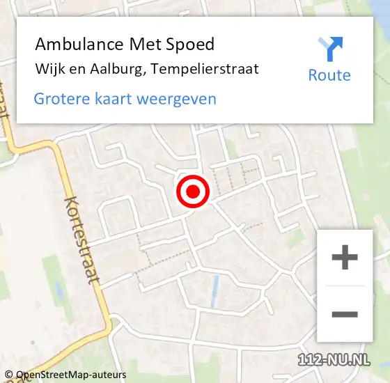 Locatie op kaart van de 112 melding: Ambulance Met Spoed Naar Wijk en Aalburg, Tempelierstraat op 27 oktober 2014 03:07