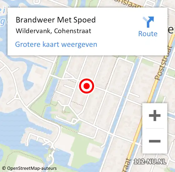 Locatie op kaart van de 112 melding: Brandweer Met Spoed Naar Wildervank, Cohenstraat op 14 november 2024 17:16