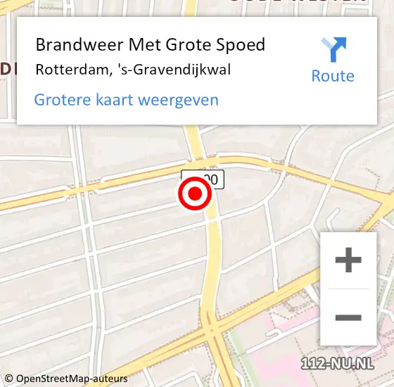 Locatie op kaart van de 112 melding: Brandweer Met Grote Spoed Naar Rotterdam, 's-Gravendijkwal op 14 november 2024 17:17