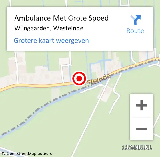 Locatie op kaart van de 112 melding: Ambulance Met Grote Spoed Naar Wijngaarden, Westeinde op 18 oktober 2013 21:08