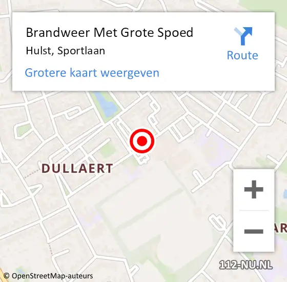 Locatie op kaart van de 112 melding: Brandweer Met Grote Spoed Naar Hulst, Sportlaan op 14 november 2024 17:31