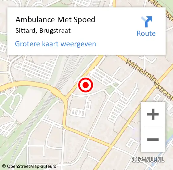 Locatie op kaart van de 112 melding: Ambulance Met Spoed Naar Sittard, Brugstraat op 14 november 2024 17:58