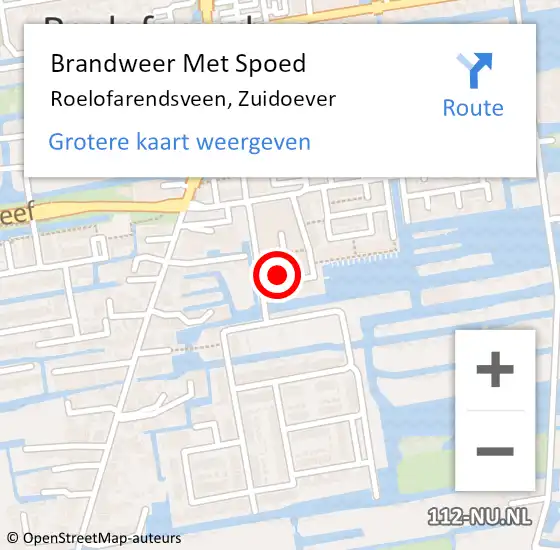 Locatie op kaart van de 112 melding: Brandweer Met Spoed Naar Roelofarendsveen, Zuidoever op 14 november 2024 18:00