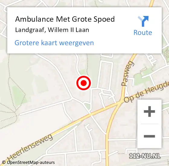 Locatie op kaart van de 112 melding: Ambulance Met Grote Spoed Naar Landgraaf, Willem II Laan op 27 oktober 2014 03:42