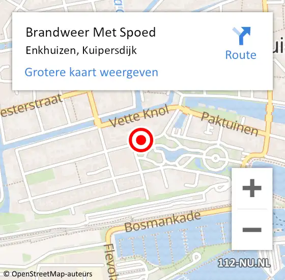 Locatie op kaart van de 112 melding: Brandweer Met Spoed Naar Enkhuizen, Kuipersdijk op 14 november 2024 18:35