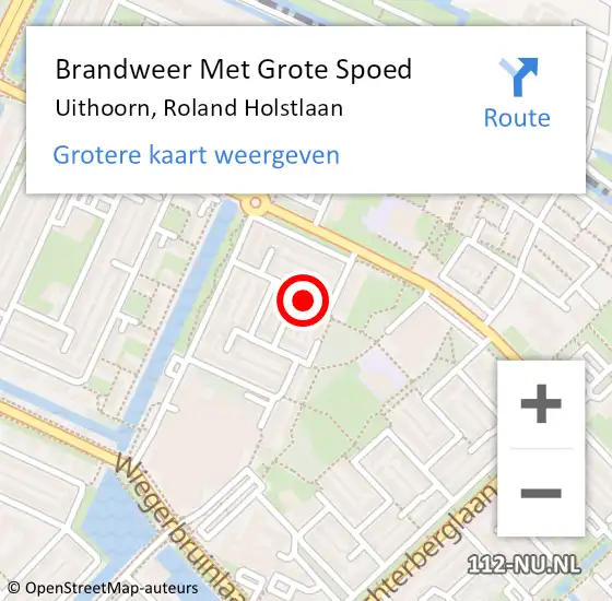 Locatie op kaart van de 112 melding: Brandweer Met Grote Spoed Naar Uithoorn, Roland Holstlaan op 14 november 2024 18:40