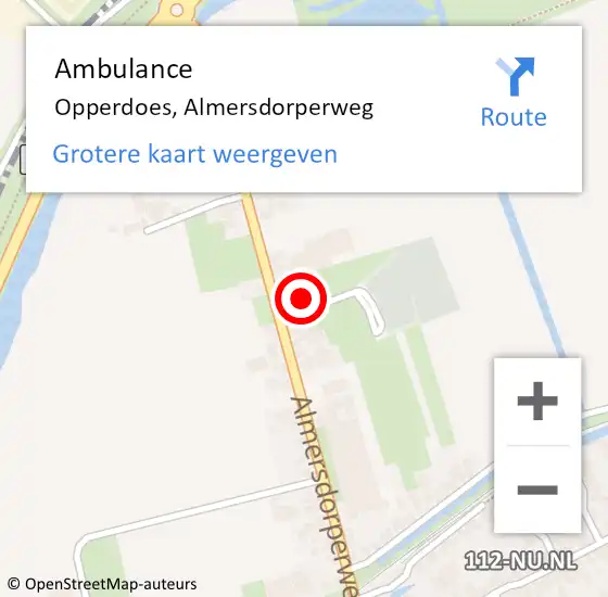 Locatie op kaart van de 112 melding: Ambulance Opperdoes, Almersdorperweg op 14 november 2024 19:16