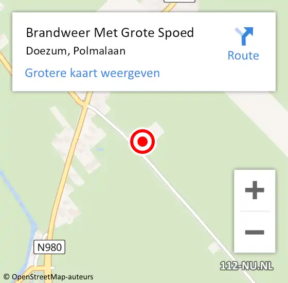 Locatie op kaart van de 112 melding: Brandweer Met Grote Spoed Naar Doezum, Polmalaan op 14 november 2024 19:30