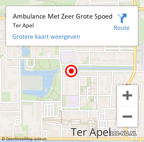 Locatie op kaart van de 112 melding: Ambulance Met Zeer Grote Spoed Naar Ter Apel op 14 november 2024 19:45