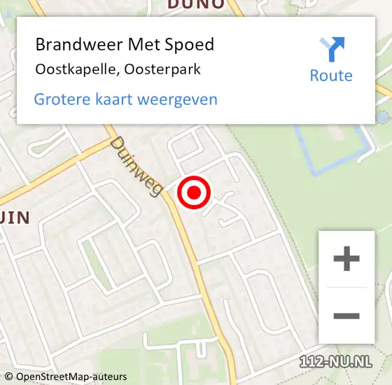 Locatie op kaart van de 112 melding: Brandweer Met Spoed Naar Oostkapelle, Oosterpark op 14 november 2024 20:00