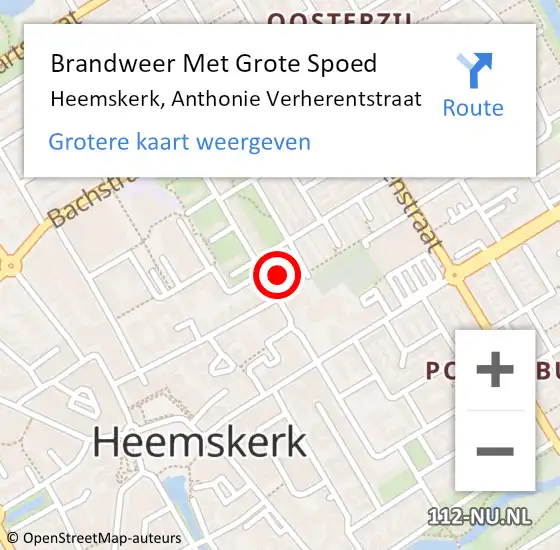 Locatie op kaart van de 112 melding: Brandweer Met Grote Spoed Naar Heemskerk, Anthonie Verherentstraat op 14 november 2024 20:35