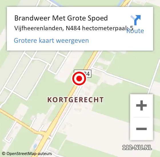 Locatie op kaart van de 112 melding: Brandweer Met Grote Spoed Naar Vijfheerenlanden, N484 hectometerpaal: 5 op 14 november 2024 20:53