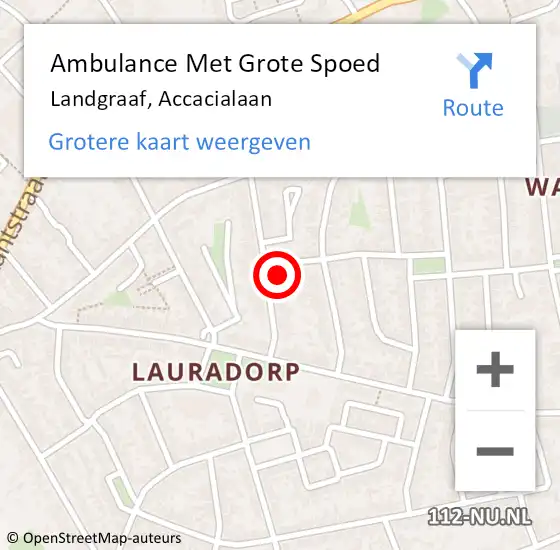 Locatie op kaart van de 112 melding: Ambulance Met Grote Spoed Naar Landgraaf, Accacialaan op 27 oktober 2014 05:04