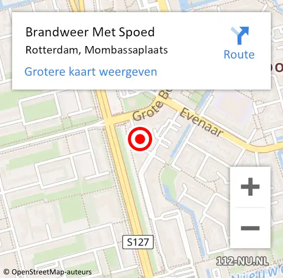 Locatie op kaart van de 112 melding: Brandweer Met Spoed Naar Rotterdam, Mombassaplaats op 14 november 2024 21:04