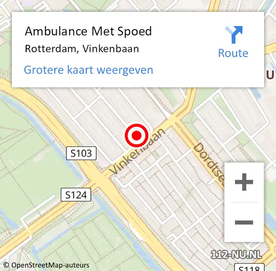 Locatie op kaart van de 112 melding: Ambulance Met Spoed Naar Rotterdam, Vinkenbaan op 14 november 2024 21:04