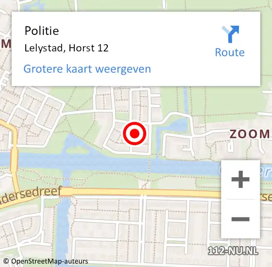 Locatie op kaart van de 112 melding: Politie Lelystad, Horst 12 op 14 november 2024 21:29