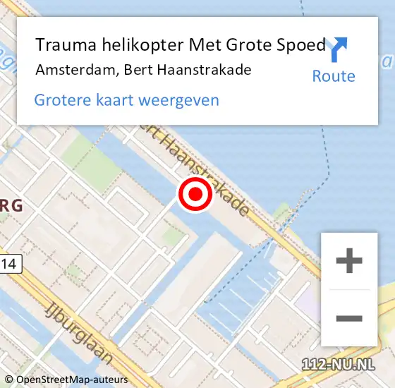 Locatie op kaart van de 112 melding: Trauma helikopter Met Grote Spoed Naar Amsterdam, Bert Haanstrakade op 14 november 2024 21:44