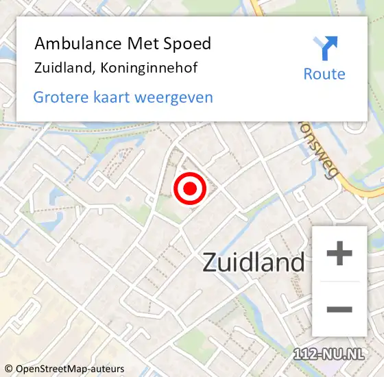 Locatie op kaart van de 112 melding: Ambulance Met Spoed Naar Zuidland, Koninginnehof op 14 november 2024 21:46