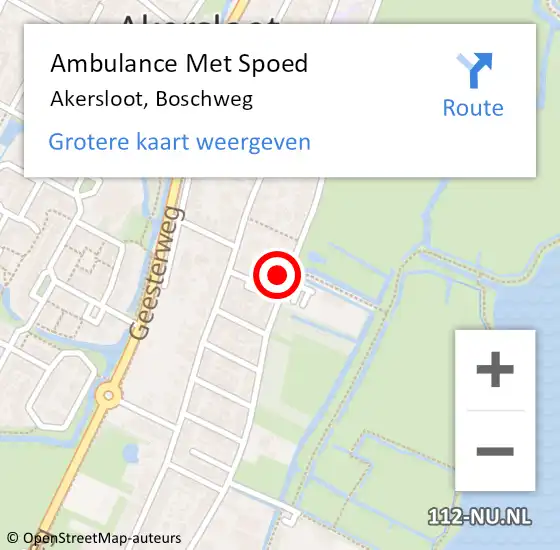 Locatie op kaart van de 112 melding: Ambulance Met Spoed Naar Akersloot, Boschweg op 14 november 2024 21:49