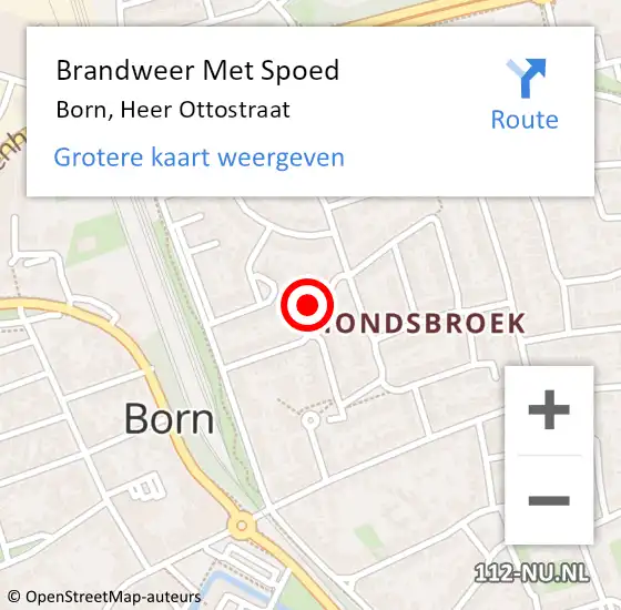 Locatie op kaart van de 112 melding: Brandweer Met Spoed Naar Born, Heer Ottostraat op 14 november 2024 21:51