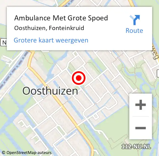 Locatie op kaart van de 112 melding: Ambulance Met Grote Spoed Naar Oosthuizen, Fonteinkruid op 27 oktober 2014 05:18