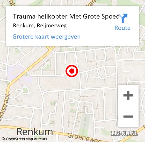 Locatie op kaart van de 112 melding: Trauma helikopter Met Grote Spoed Naar Renkum, Reijmerweg op 14 november 2024 22:10