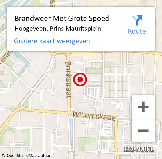 Locatie op kaart van de 112 melding: Brandweer Met Grote Spoed Naar Hoogeveen, Prins Mauritsplein op 14 november 2024 22:13