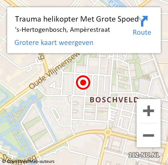 Locatie op kaart van de 112 melding: Trauma helikopter Met Grote Spoed Naar 's-Hertogenbosch, Ampèrestraat op 14 november 2024 22:19