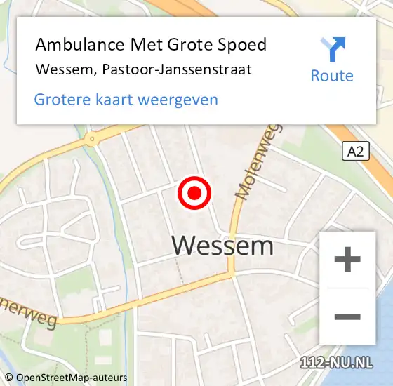 Locatie op kaart van de 112 melding: Ambulance Met Grote Spoed Naar Wessem, Pastoor-Janssenstraat op 14 november 2024 23:01