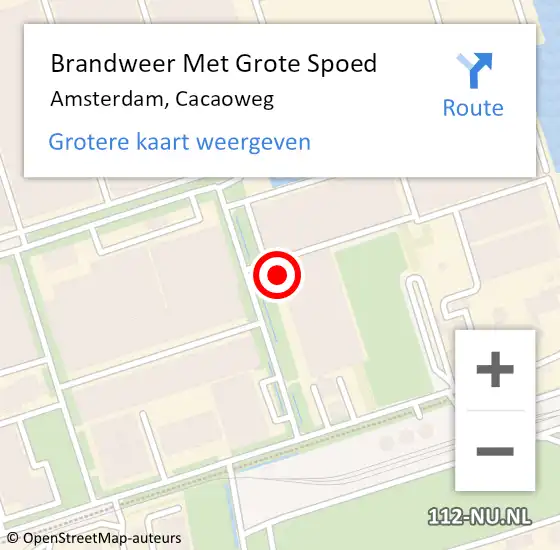 Locatie op kaart van de 112 melding: Brandweer Met Grote Spoed Naar Amsterdam, Cacaoweg op 14 november 2024 23:11