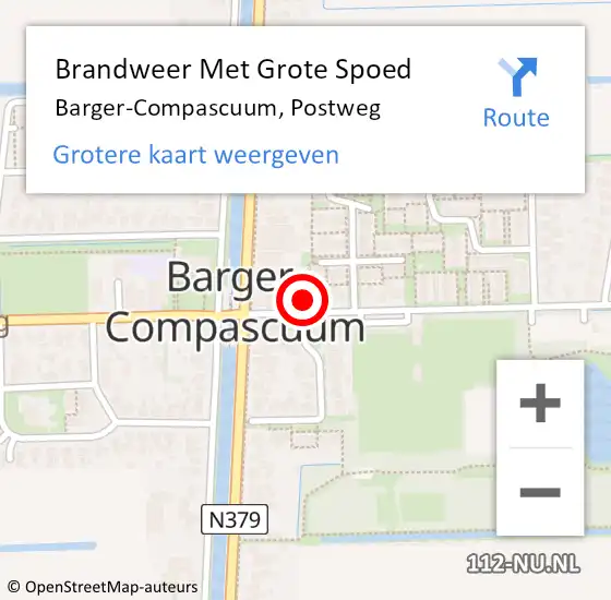 Locatie op kaart van de 112 melding: Brandweer Met Grote Spoed Naar Barger-Compascuum, Postweg op 14 november 2024 23:17