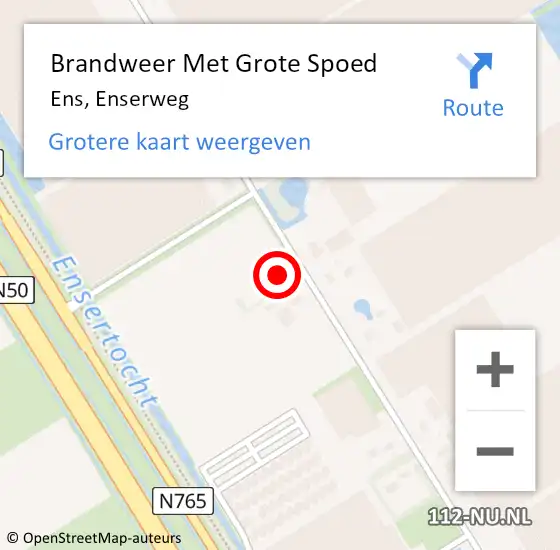 Locatie op kaart van de 112 melding: Brandweer Met Grote Spoed Naar Ens, Enserweg op 14 november 2024 23:26