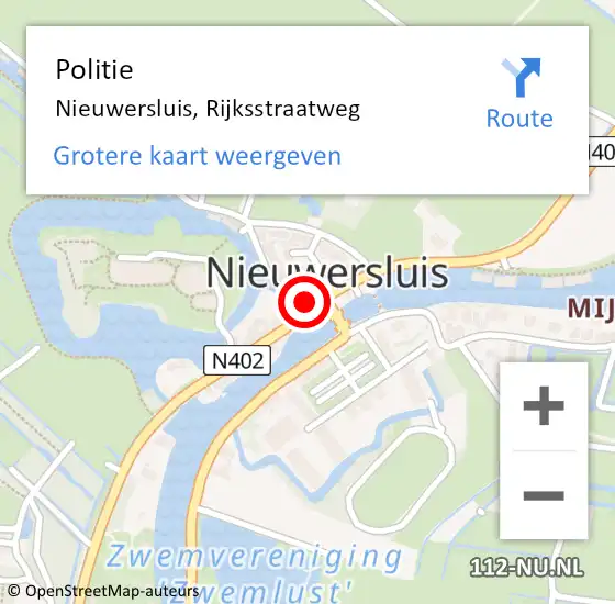 Locatie op kaart van de 112 melding: Politie Nieuwersluis, Rijksstraatweg op 15 november 2024 00:02