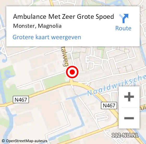 Locatie op kaart van de 112 melding: Ambulance Met Zeer Grote Spoed Naar Monster, Magnolia op 15 november 2024 00:32