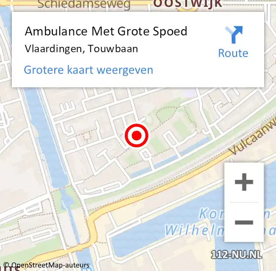 Locatie op kaart van de 112 melding: Ambulance Met Grote Spoed Naar Vlaardingen, Touwbaan op 15 november 2024 01:07