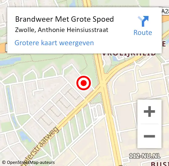 Locatie op kaart van de 112 melding: Brandweer Met Grote Spoed Naar Zwolle, Anthonie Heinsiusstraat op 15 november 2024 02:38