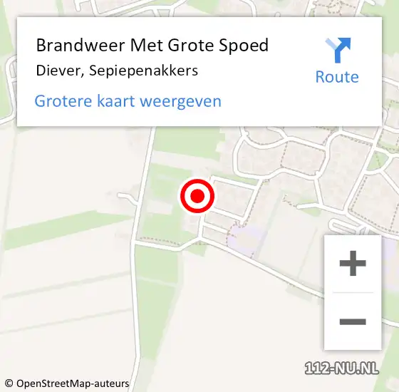 Locatie op kaart van de 112 melding: Brandweer Met Grote Spoed Naar Diever, Sepiepenakkers op 15 november 2024 05:42