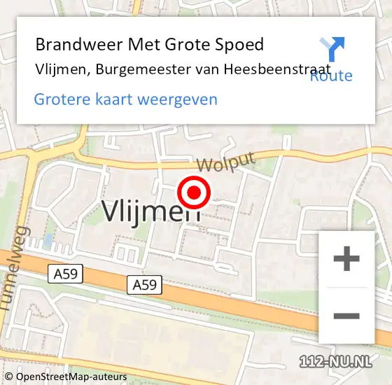 Locatie op kaart van de 112 melding: Brandweer Met Grote Spoed Naar Vlijmen, Burgemeester van Heesbeenstraat op 15 november 2024 06:03