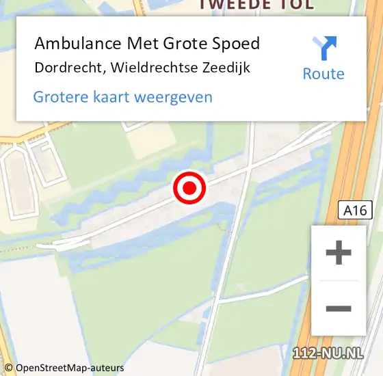 Locatie op kaart van de 112 melding: Ambulance Met Grote Spoed Naar Dordrecht, Wieldrechtse Zeedijk op 15 november 2024 06:46